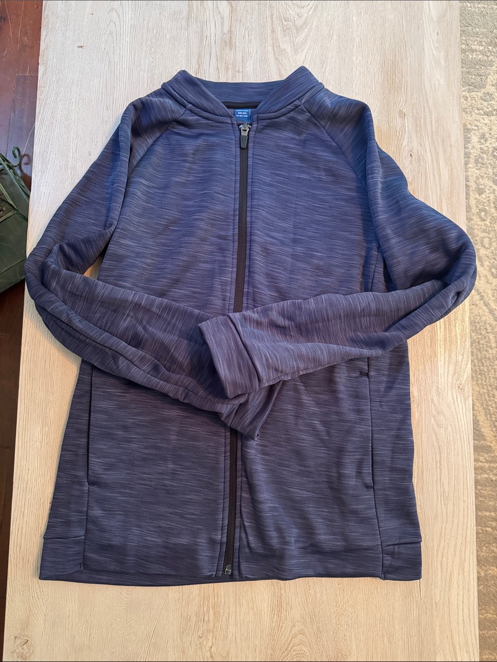 Old Navy Heathered Dark Blue Full-Zip Jacket